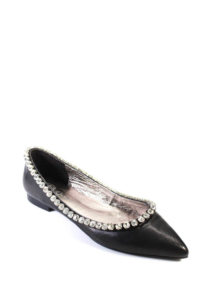 Jeffrey Campbell Womens Black Crystal Accent Ballet Flats Shoes Size 6.5