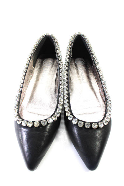 Jeffrey Campbell Womens Black Crystal Accent Ballet Flats Shoes Size 6.5