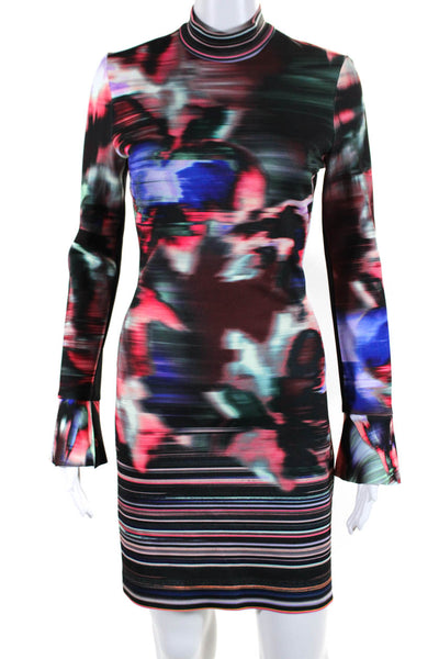 Clover Canyon Womens Abstract High Neck Flare Sleeve Dress Multicolor Size S