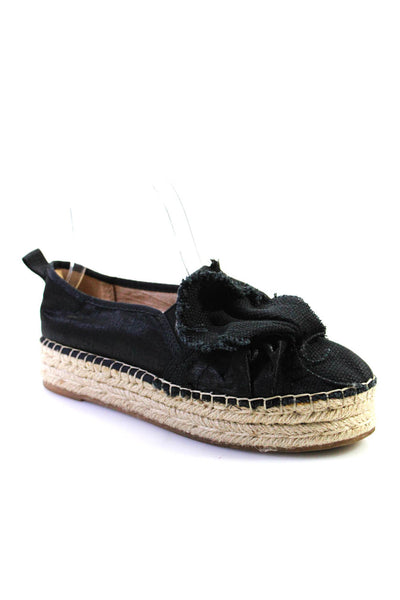 Sam Edelman Womens Woven Round Toe Espadrille Platform Shoes Black Size 6