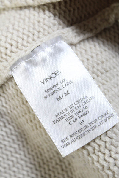 Vince Womens Tight-Knit Long Sleeve V-Neck Pullover Sweater Ivory White Size M