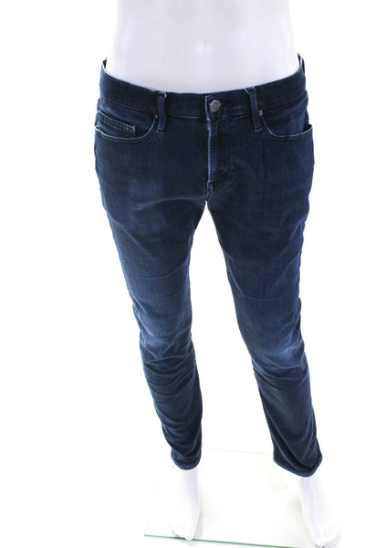 Frame Denim Mens Zipper Fly Dark Wash Homme Skinny Jeans Blue Size 33