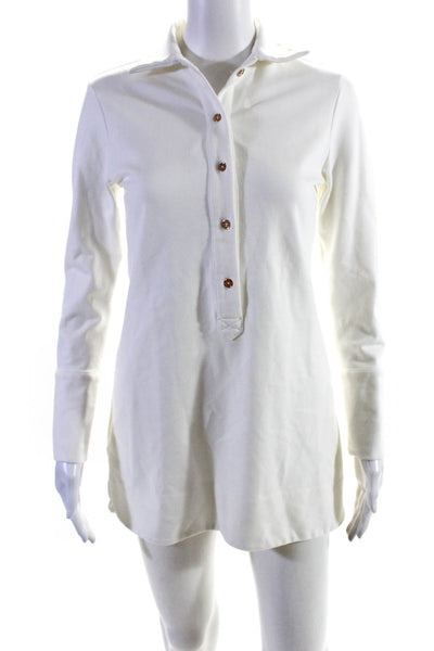 CK Bradley Womens Collared Long Sleeve Button Up Mini Dress White Size XS