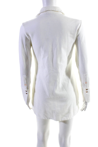 CK Bradley Womens Collared Long Sleeve Button Up Mini Dress White Size XS