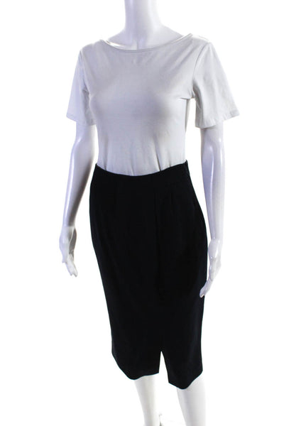 The Fold Womens Lined Front Split Side Zip Knee Length Pencil Skirt Navy Size 6