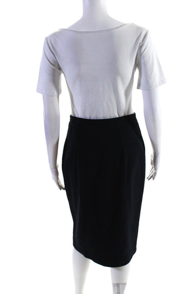 The Fold Womens Lined Front Split Side Zip Knee Length Pencil Skirt Navy Size 6