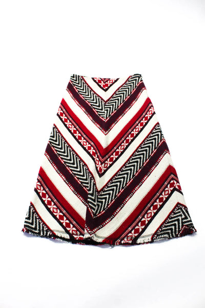 Zara J. Crew Womens Woven Chevron Print Mid-Calf Skirt Red Size S 4 Lot 2
