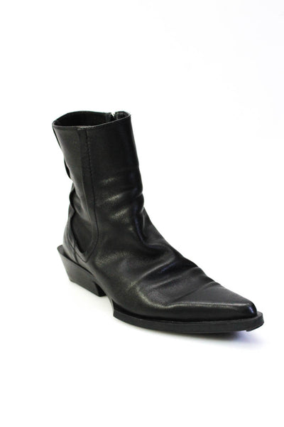 Zara Womens Pointed Toe Cuban Heels Zipped Ankle Boots Black Size EUR39 Lot 2
