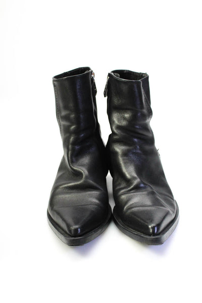 Zara Womens Pointed Toe Cuban Heels Zipped Ankle Boots Black Size EUR39 Lot 2