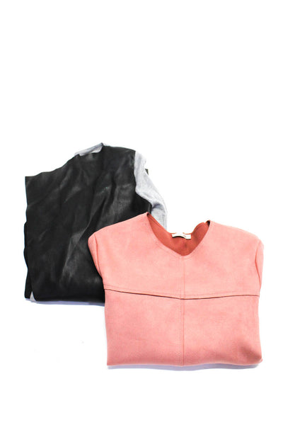 Zara Women's Faux Suede Long Sleeve Blouse Pink M, Lot 2