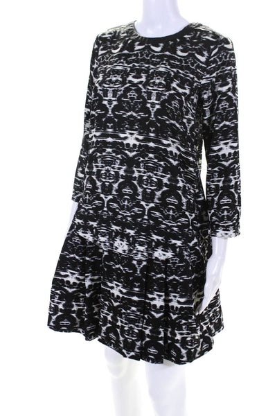 J Crew Women's Abstract Print Blouse Skirt Set Black Size 0