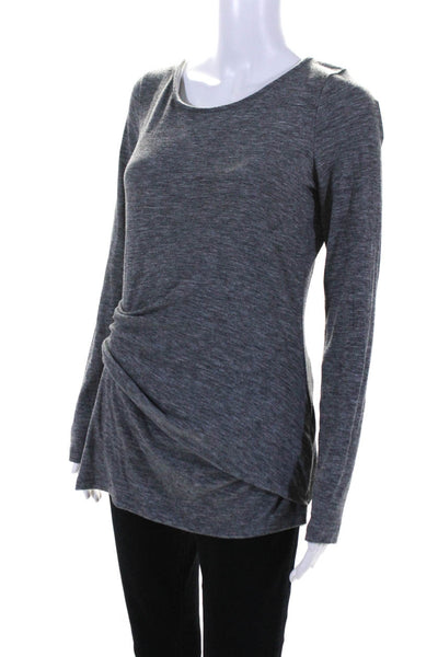 Rachel Rachel Roy Women's Long Sleeve Gathered Scoop Neck T-shirt Gray Size L