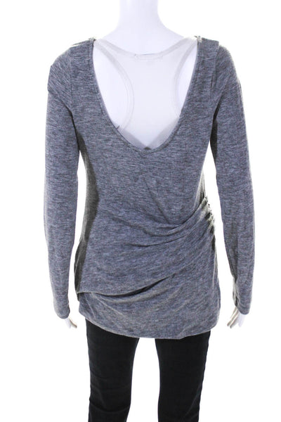 Rachel Rachel Roy Women's Long Sleeve Gathered Scoop Neck T-shirt Gray Size L