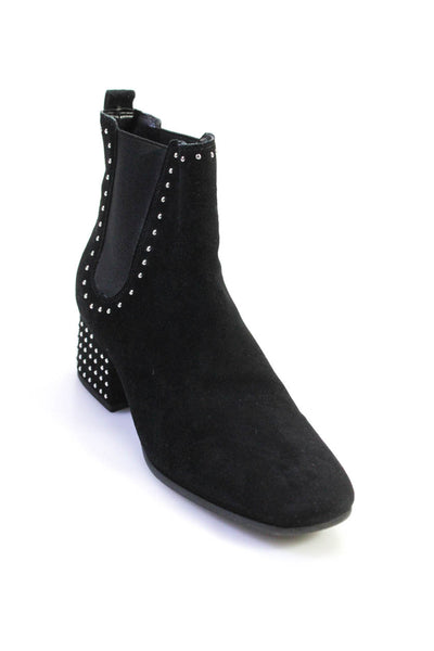 Marc Fisher Womens Suede Studded Square Toe Pull On Ankle Boots Black Size 7M