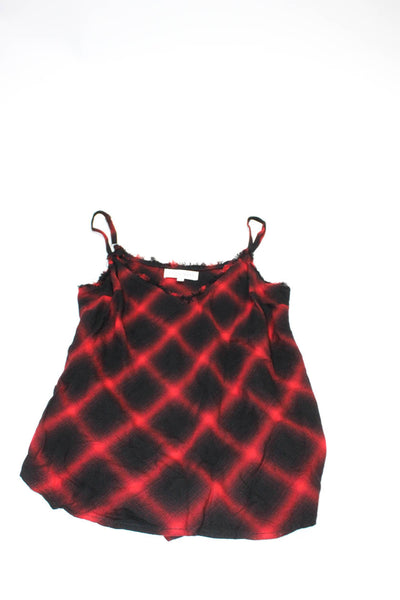 Bella Dahl Six/Fifty Womens Grid Print V-Neck Tank Top Red Size XS S Lot 2