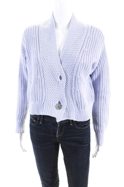 525 Womens Cotton V-Neck Long Sleeve Button Up Cardigan Sweater Lavender Size XS