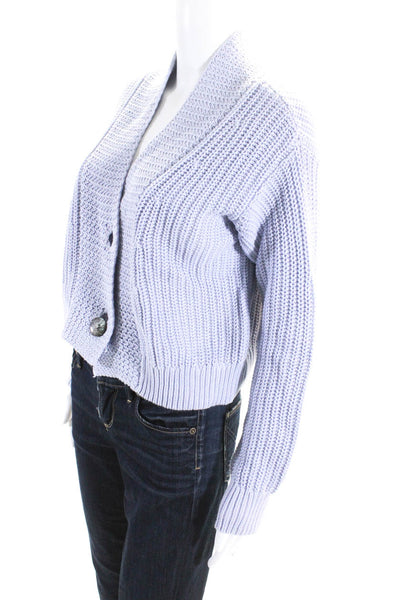 525 Womens Cotton V-Neck Long Sleeve Button Up Cardigan Sweater Lavender Size XS