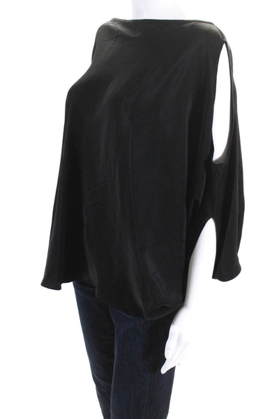 Emerson Thorpe Womens Scoop Neck Cold Shoulder Sleeve Blouse Top Black Size M