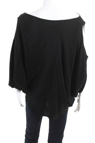 Emerson Thorpe Womens Scoop Neck Cold Shoulder Sleeve Blouse Top Black Size M