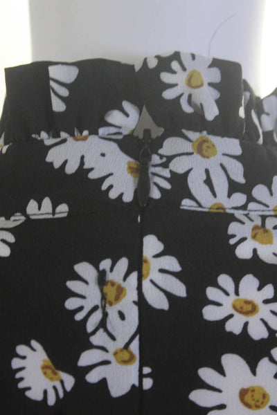 MISSGUIDED Womens Floral Print Mock Neck A Line Dress Black Size 2