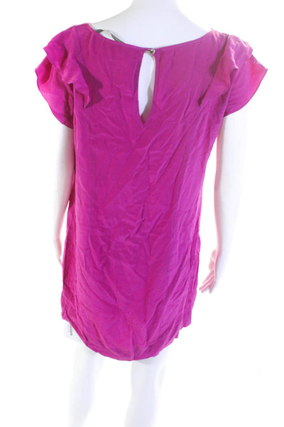 Twelfth Street by Cynthia Vincent Womens Silk Ruffled Shirt Dress Pink Size Medi