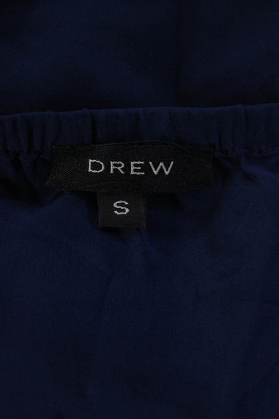 Drew Womens Silk Tie Back Cowl Neck Tank Top Navy Blue Size Small