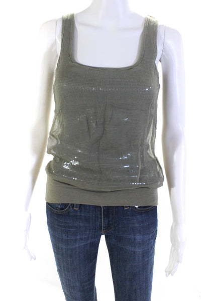 Bailey 44 Womens Silk Sequined Blouson Tank Top Green Size Extra Small