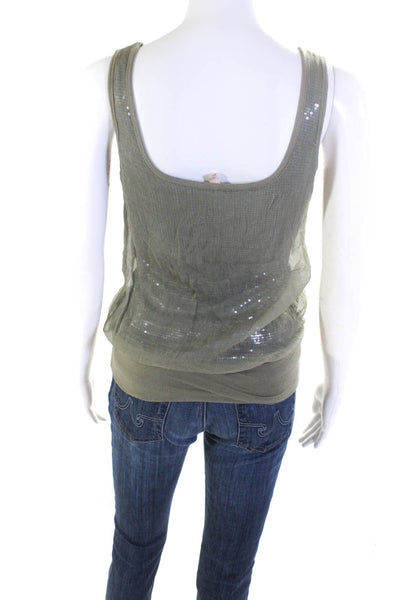 Bailey 44 Womens Silk Sequined Blouson Tank Top Green Size Extra Small