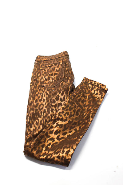 7 For All Mankind Metallic Animal Print Skinny Jeans Brown Size 26