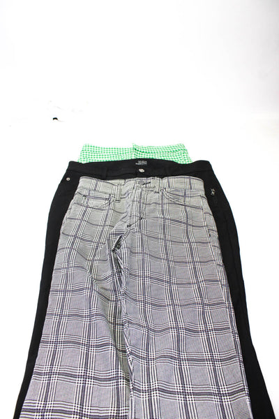 MNG Women's Flat Front Straight Leg Green Check Pant Size 4 Lot 3
