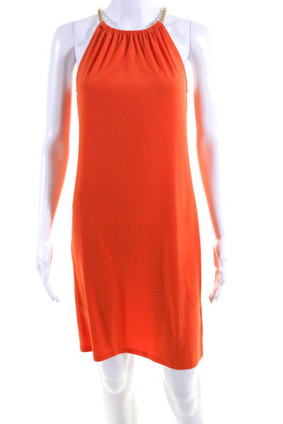 Michael Michael Kors Womens High Neck Chain Short Tank Dress Orange Size XS