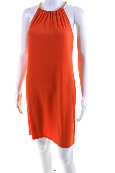 Michael Michael Kors Womens High Neck Chain Short Tank Dress Orange Size XS