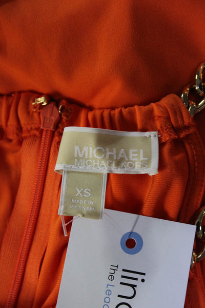 Michael Michael Kors Womens High Neck Chain Short Tank Dress Orange Size XS