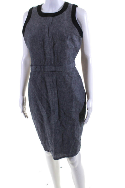 Tahari Women's Round Neck Sleeveless A-Line Midi Dress Gray Size S