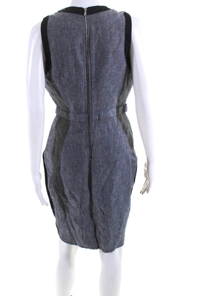 Tahari Women's Round Neck Sleeveless A-Line Midi Dress Gray Size S