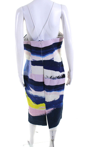 Nicholas Women's V-Neck Cutout Spaghetti Straps Multicolor Midi Dress Size10