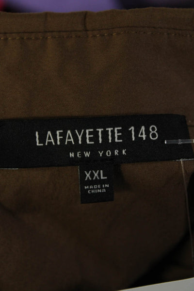 Lafayette 148 New York Womens Cotton Collared Mini Shirt Dress Brown Size 2XL