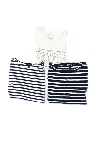 J Crew Womens Striped 3/4 Sleeved T Shirts Navy White Beige Size XXS XS Lot 3