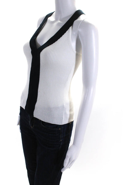 Cotton By Autumn Cashmere Womens Cotton Ribbed Colorblock Tank Top White Size XS