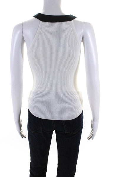 Cotton By Autumn Cashmere Womens Cotton Ribbed Colorblock Tank Top White Size XS