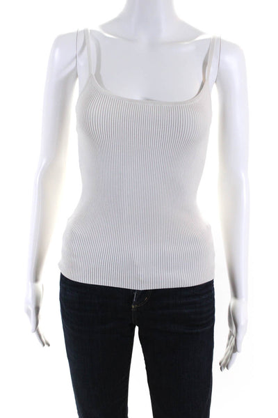 Intermix Womens Ribbed Sleeveless Textured Pullover Tank Top Blouse White Size P