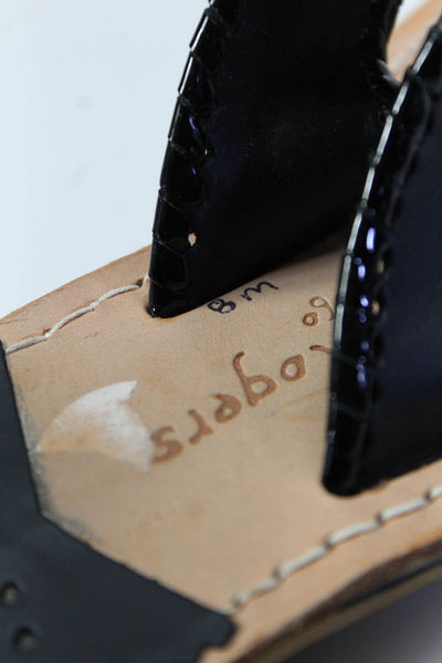 Jack Rogers Womens Leather Thong Slide On Sandals Black Size 8 Medium