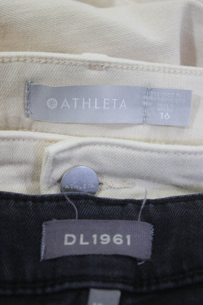 DL1961 Athleta Womens Cotton Straight Leg Jeans Black Cream Size 16W 16 Lot 2