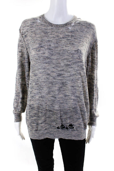 IRO Womens Linen Distressed Crew Neck Yolita Sweater Gray Size Extra Small