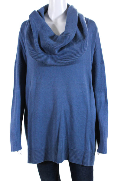 Michael Kors Womens Cotton Blend Long Sleeve Cowl Neck Sweater Blue Size XL