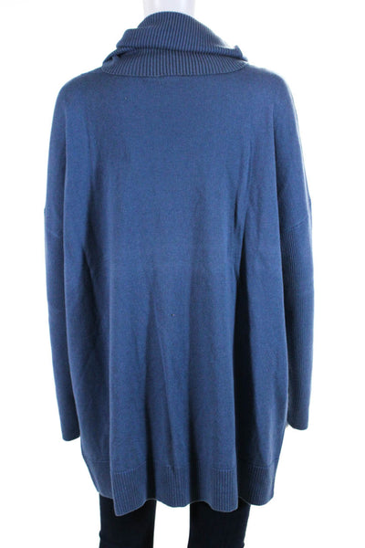 Michael Kors Womens Cotton Blend Long Sleeve Cowl Neck Sweater Blue Size XL