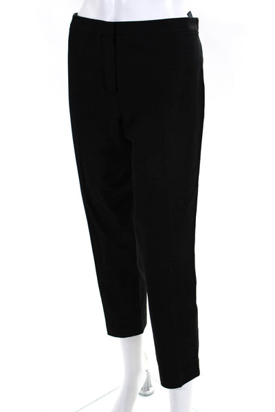 Theory Womens Cotton Pleated Front Straight Leg Zip Up Trousers Black Size 12