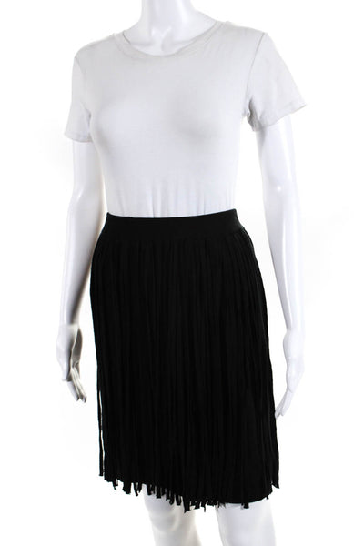 Neiman Marcus Womens Cotton Knit Tassel Overlay Short A-line Skirt Black Size L