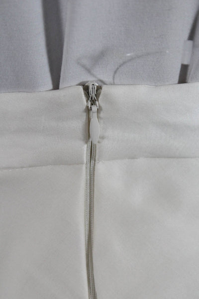 Kalmanovich Womens Silk Organza Tiered Zip Up  A-Line Skirt White Size 8