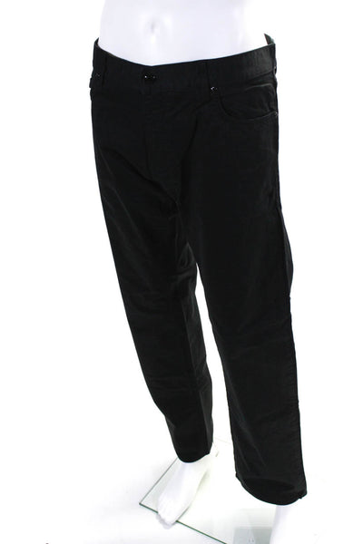 Boss Hugo Boss Mens Cotton Flat Front Zip Button Straight Pants Black Size EUR40